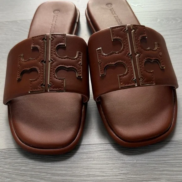 Tory Burch Tan Logo Slide Sandals - Picture 6 of 7